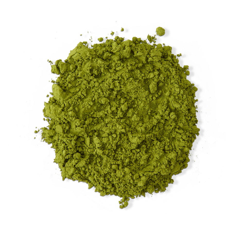 Green matcha on a white background