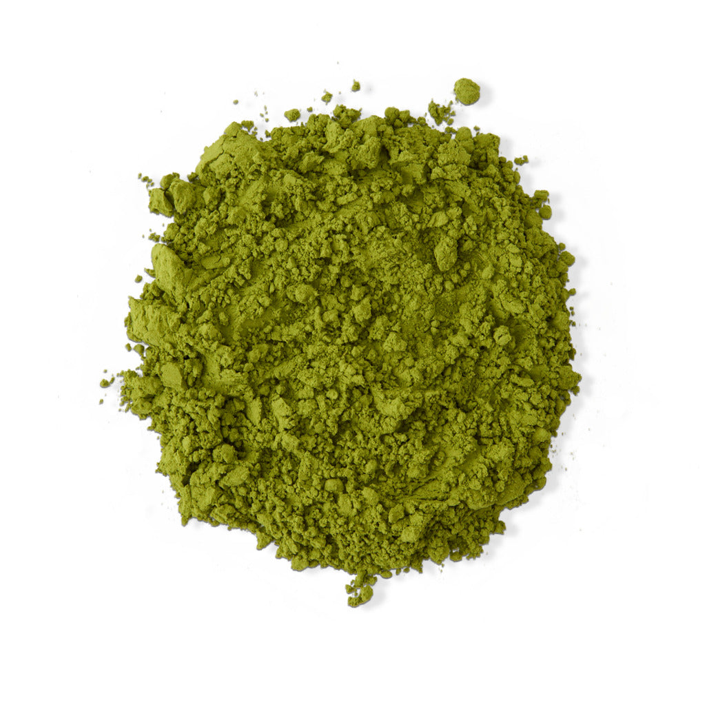 Green matcha on a white background