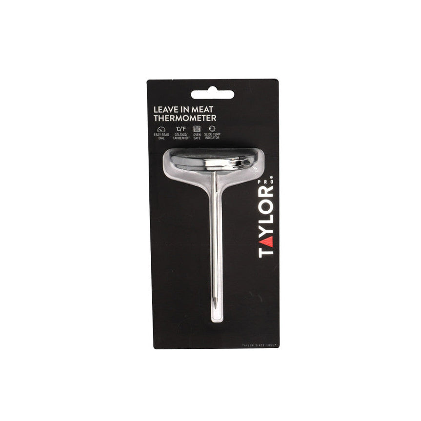 Taylor leave-in meat thermometer on packaging with white background