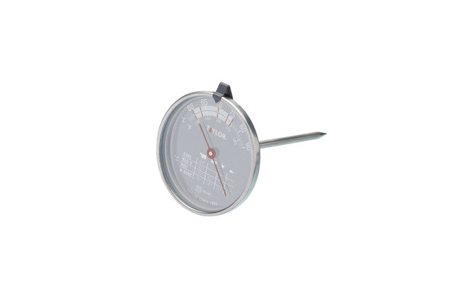Taylor leave in meat thermometer on a white background