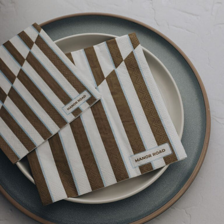 Toffee Stripe Lunch Napkins