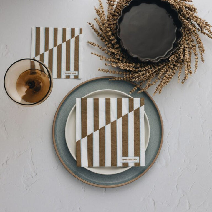Toffee Stripe Lunch Napkins