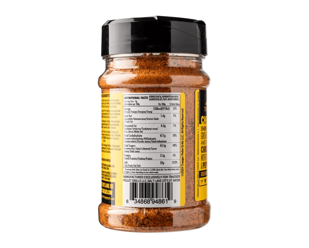 Spice jar with label on a white background