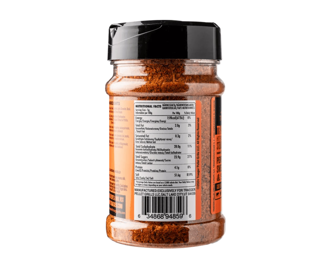 Spice jar with label on a white background