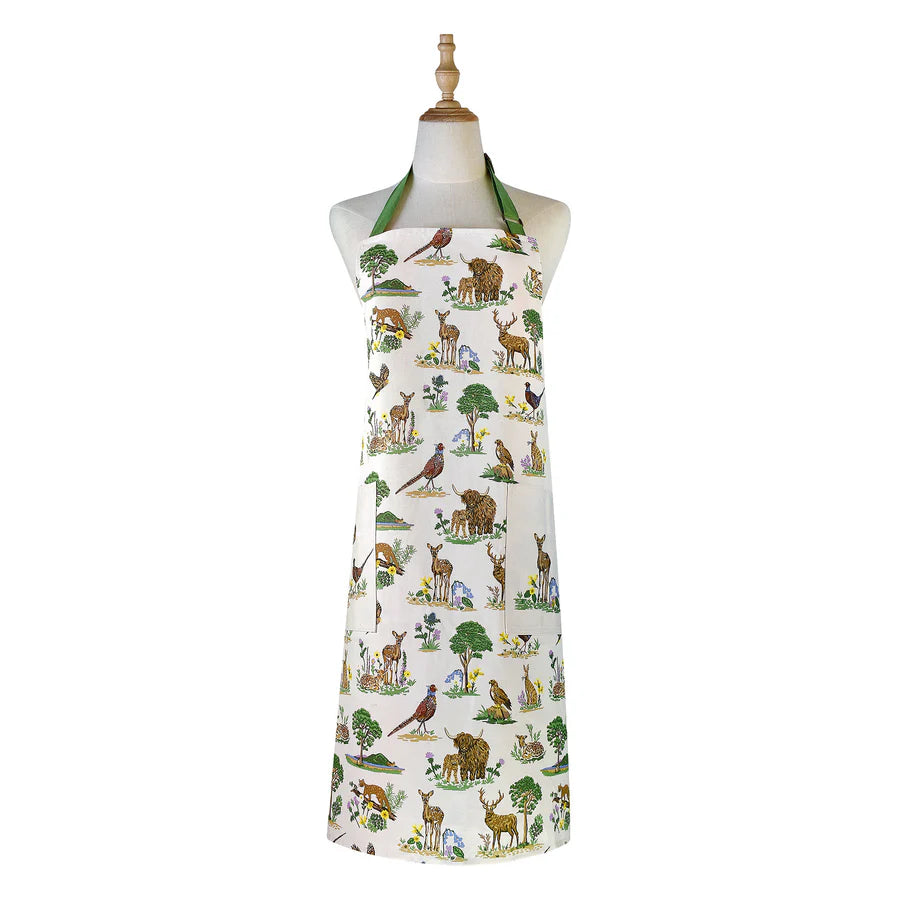 Apron with animal pattern on a mannequin against a white background
