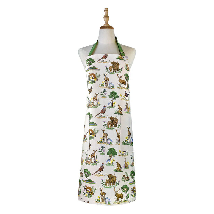 Apron with animal pattern on a mannequin against a white background