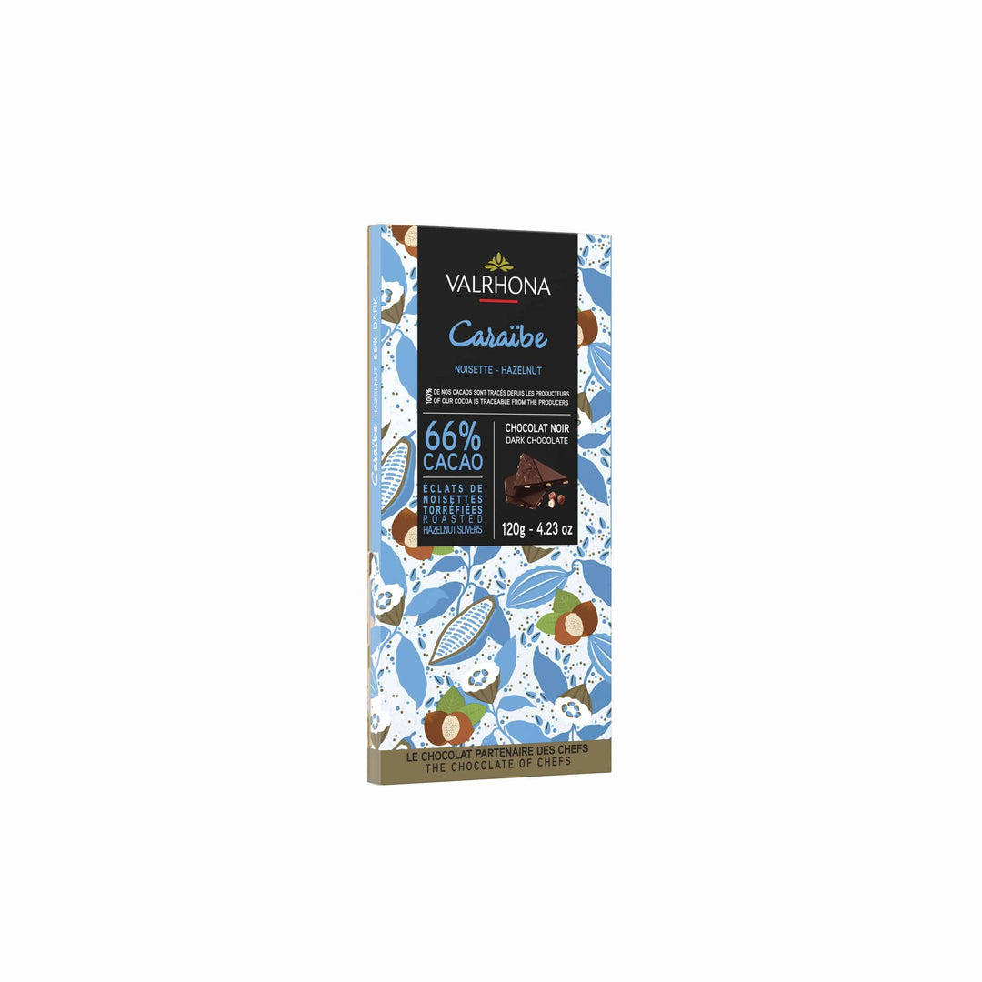 Valrhona Caraibe 66% Chocolate Bar with Hazelnuts