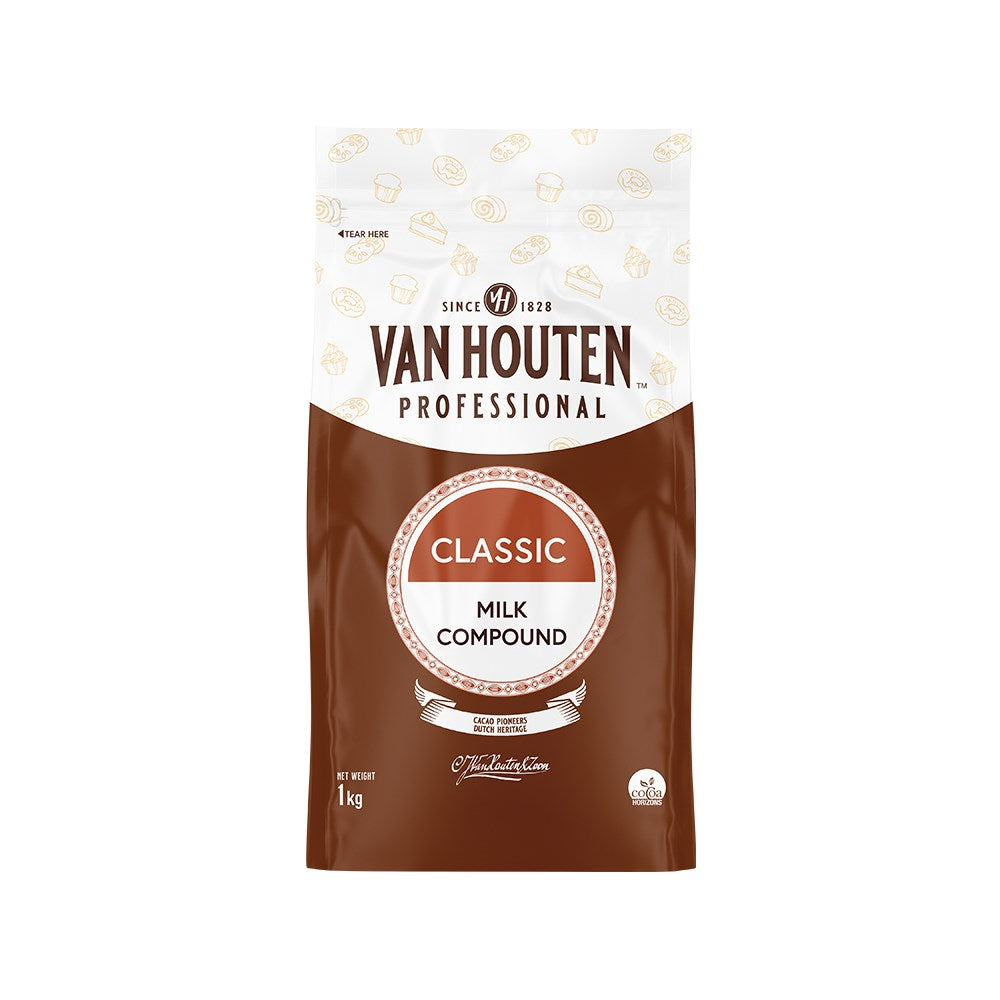 Van Houten Professional Classic Milk Compound chocolate in packaging on a white background