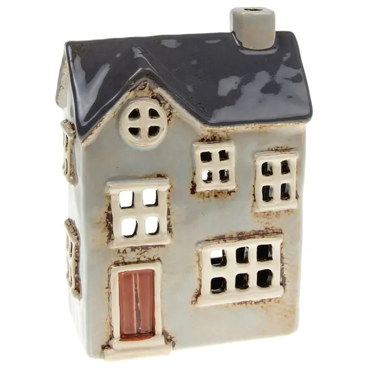 Village Pottery Pale Grey Country House Tealight Holder