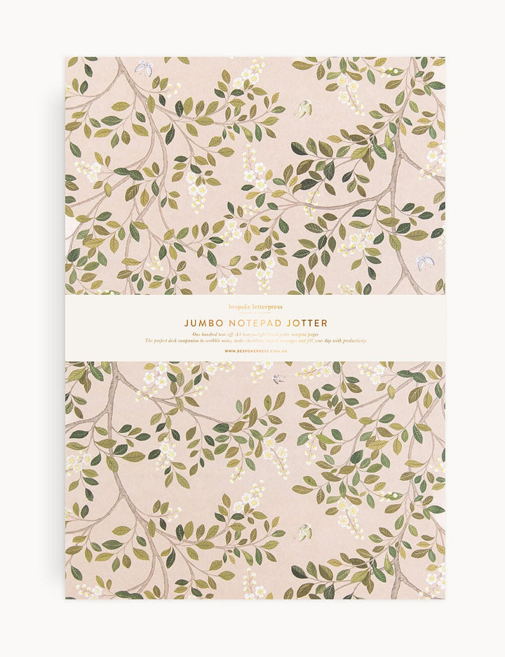 Bespoke White Blossoms Jumbo Notepad Jotter