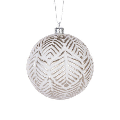 White & Champagne Leaf Bauble