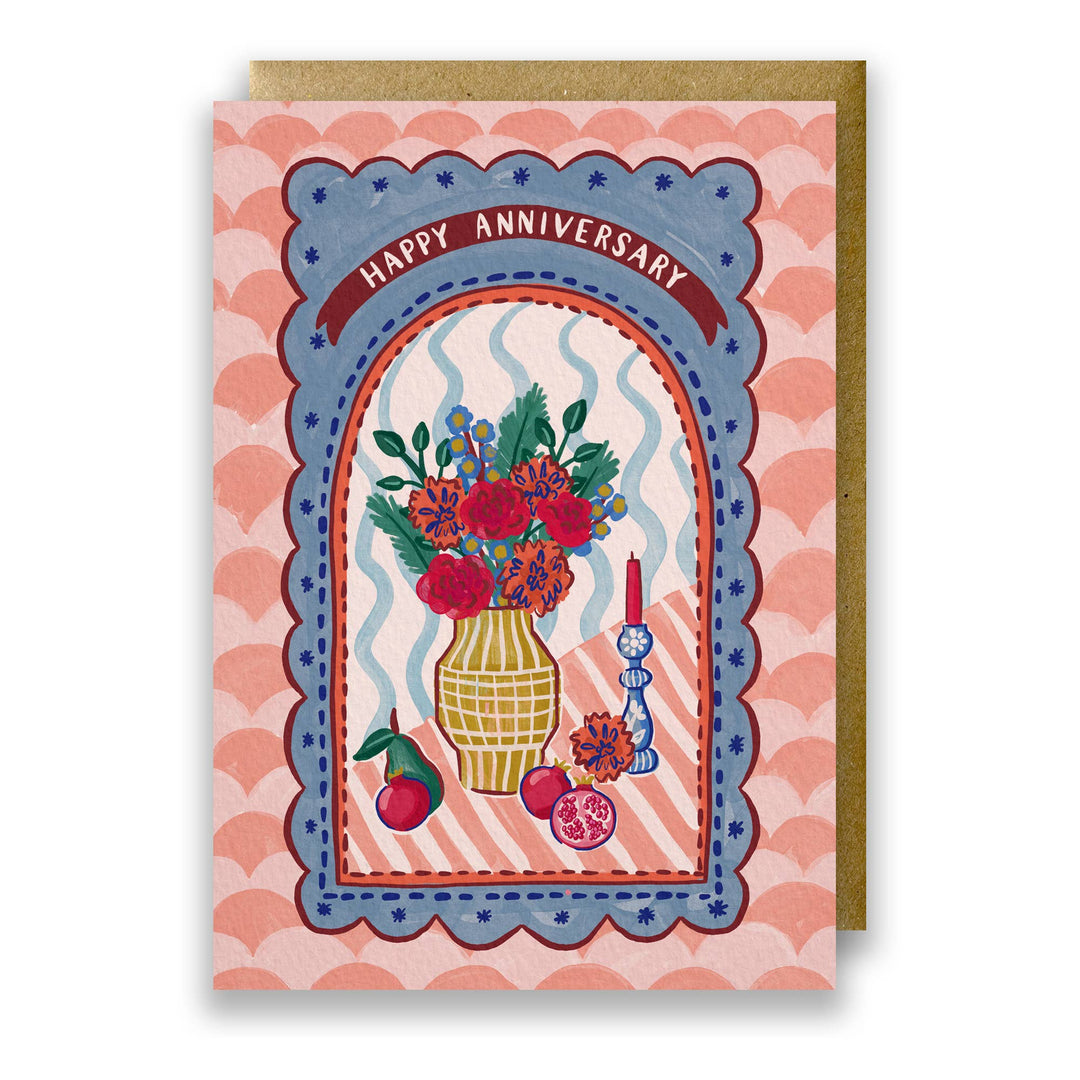 Greeting Card: Pomegranate &amp; Flowers