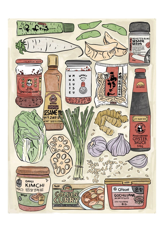 An image of a puzzle of Asian ingredients 