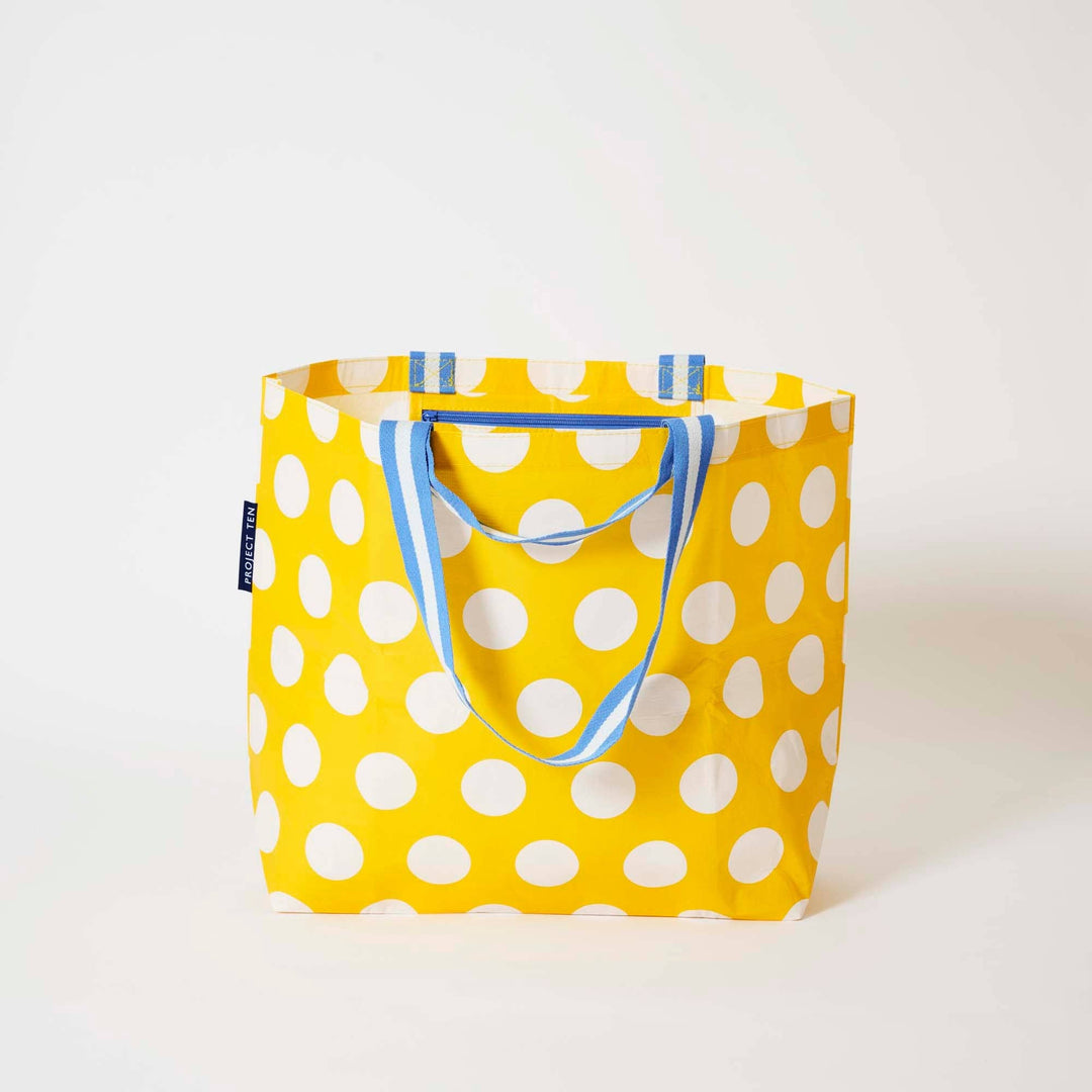 Medium Tote: Yellow Polka Dot
