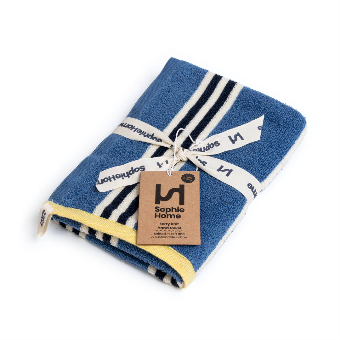 Terry Towelling Hand Towel: Cobalt Stripe