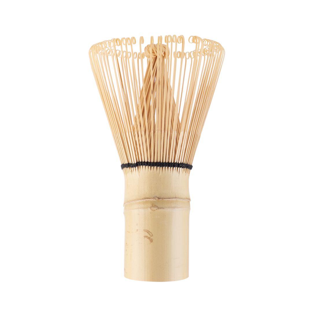 Bamboo whisk with a black band on a white background