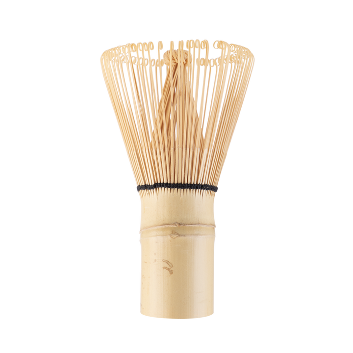 Bamboo whisk with a black band on a white background