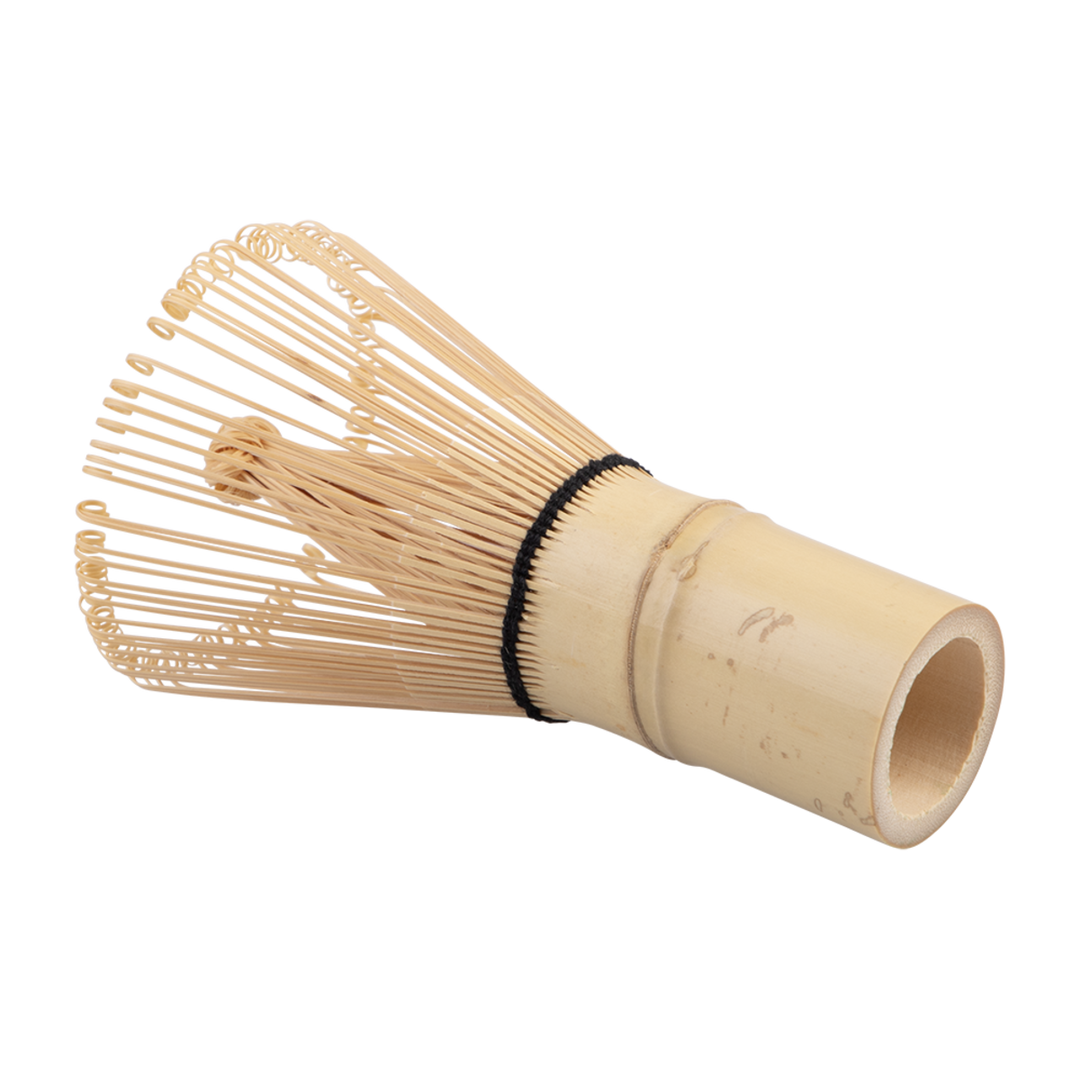 Bamboo whisk with a black band on a white background