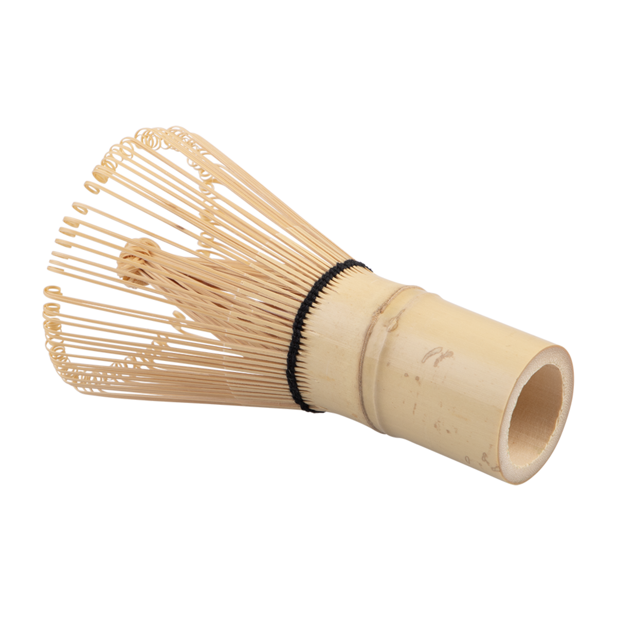 Bamboo whisk with a black band on a white background