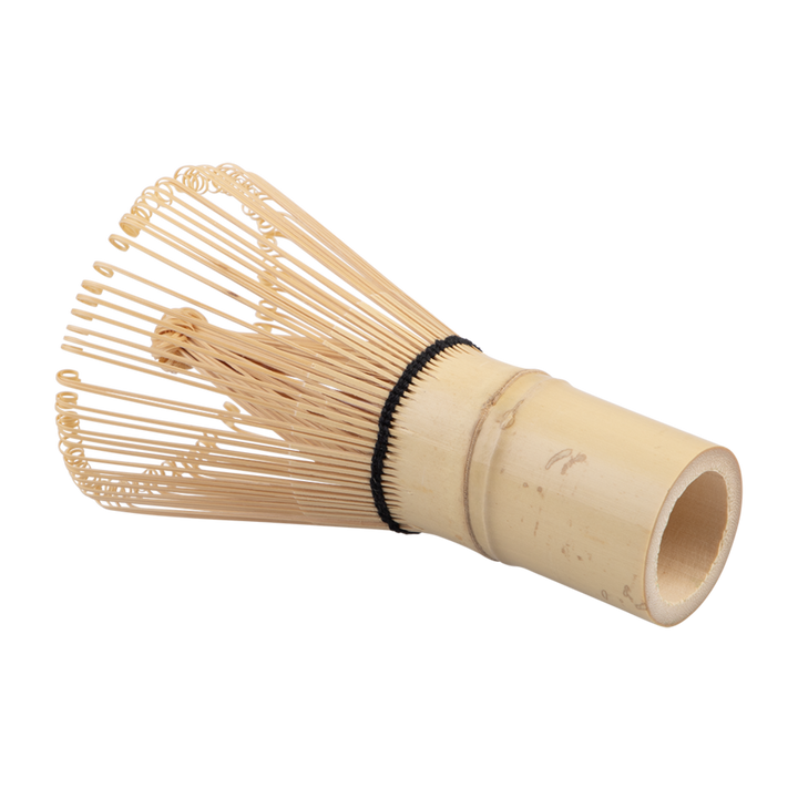 Bamboo whisk with a black band on a white background