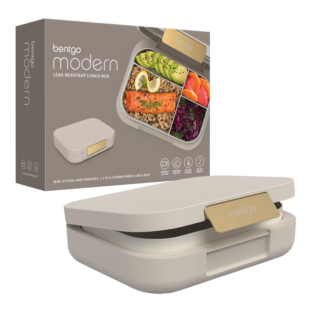 Bentgo modern lunch box with packaging on a white background