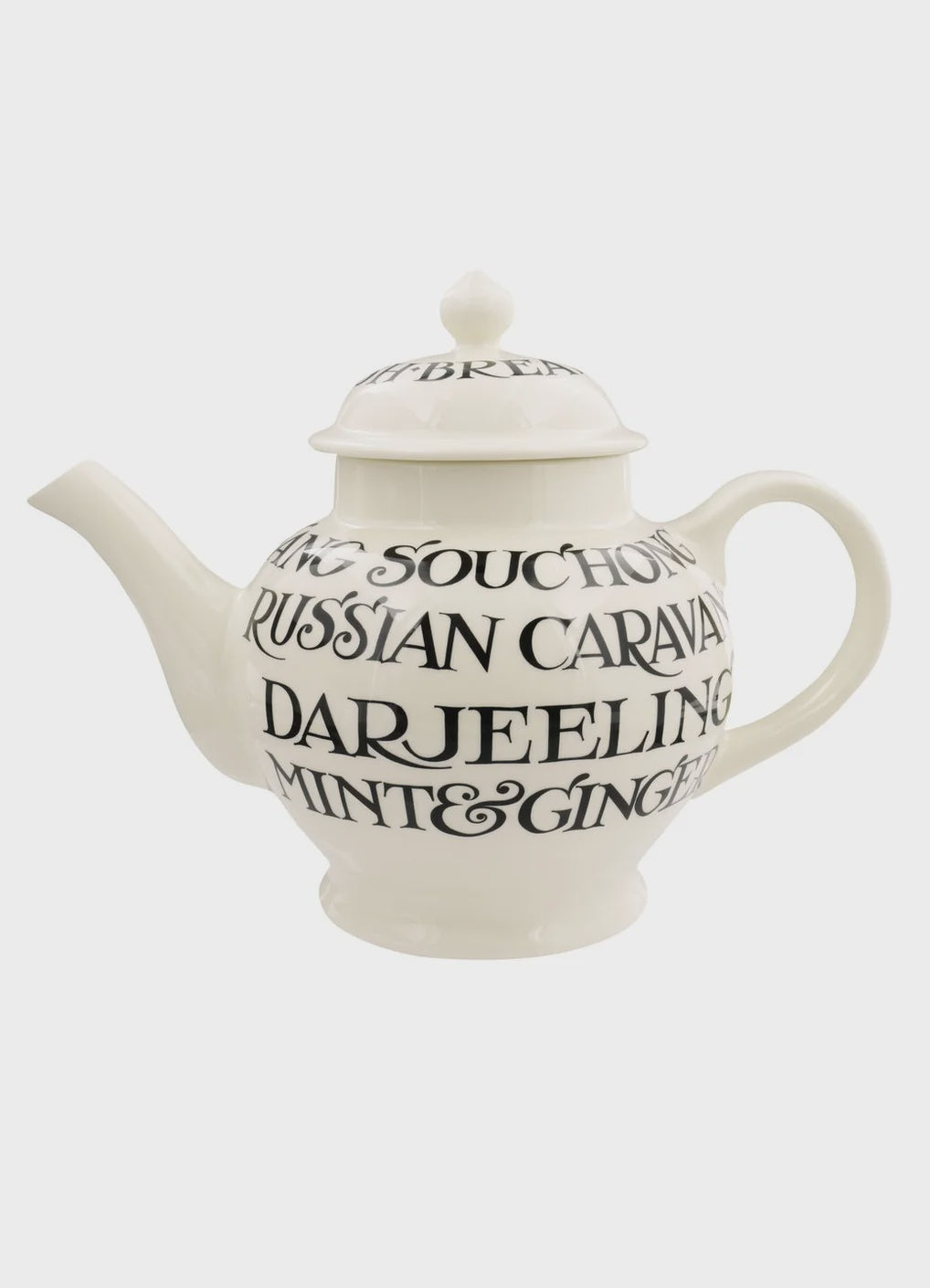 Black Toast All Over Writing 4 Mug Teapot