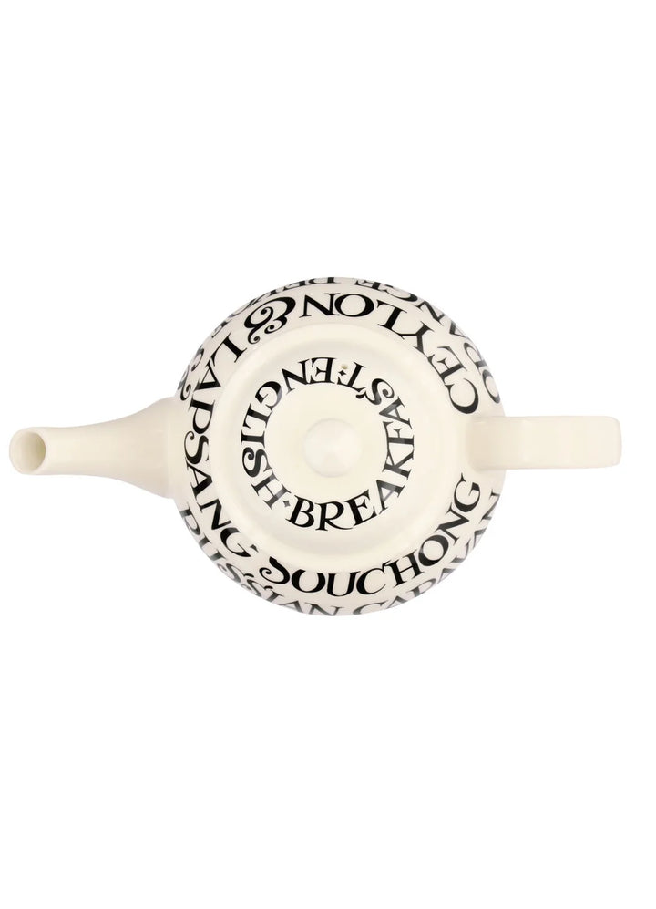 Black Toast All Over Writing 4 Mug Teapot