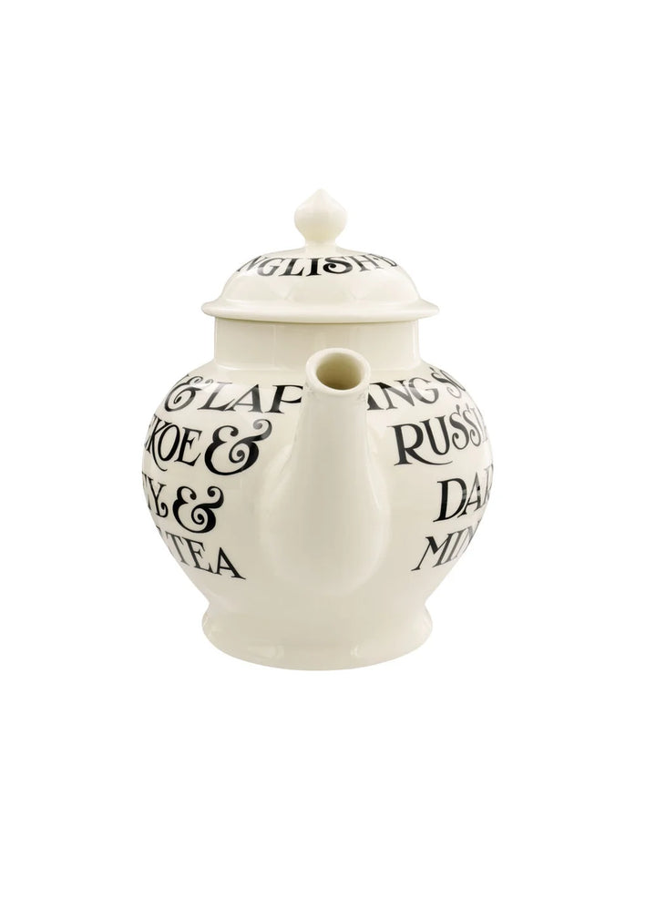 Black Toast All Over Writing 4 Mug Teapot