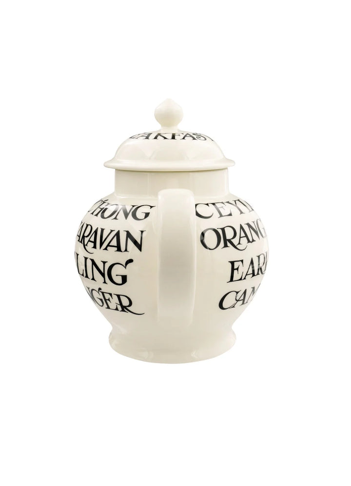 Black Toast All Over Writing 4 Mug Teapot
