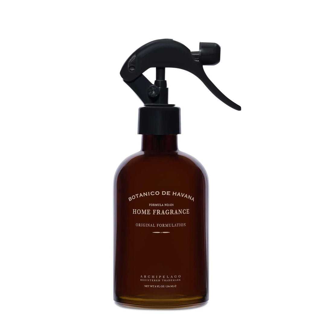 Amber spray bottle with black nozzle labeled &
