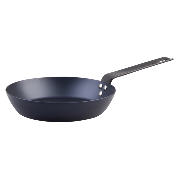 Black frying pan on a white background