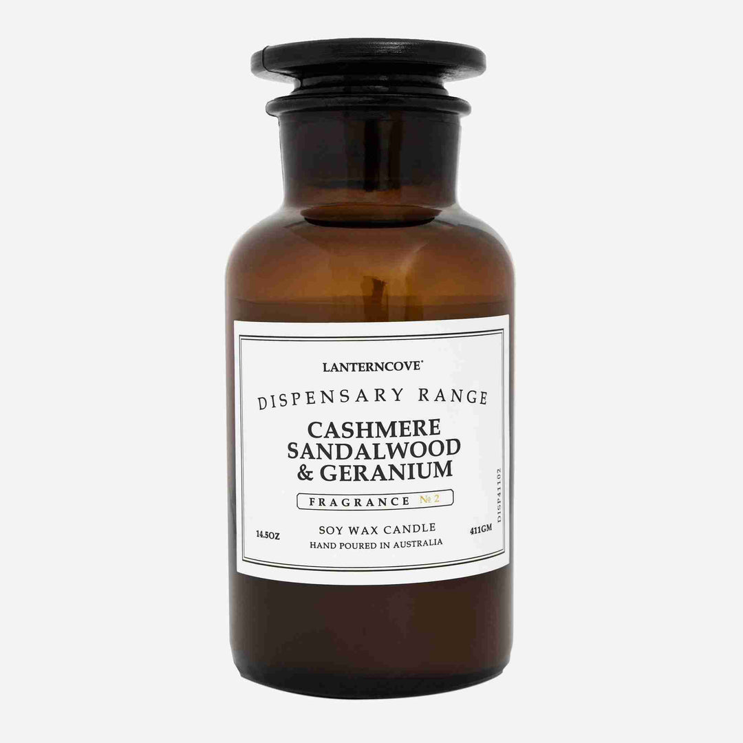 Dispensary Candle Large: Cashmere Sandalwood & Geranium