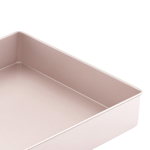 Square baking tin on a white background