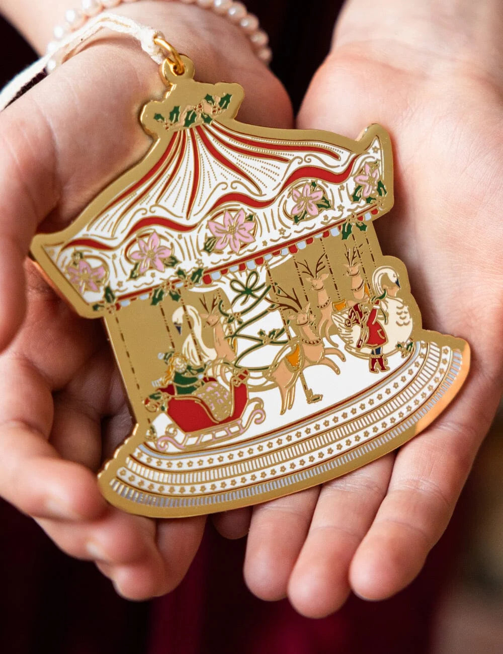 Bespoke Christmas Market Carousel Enamel Ornament