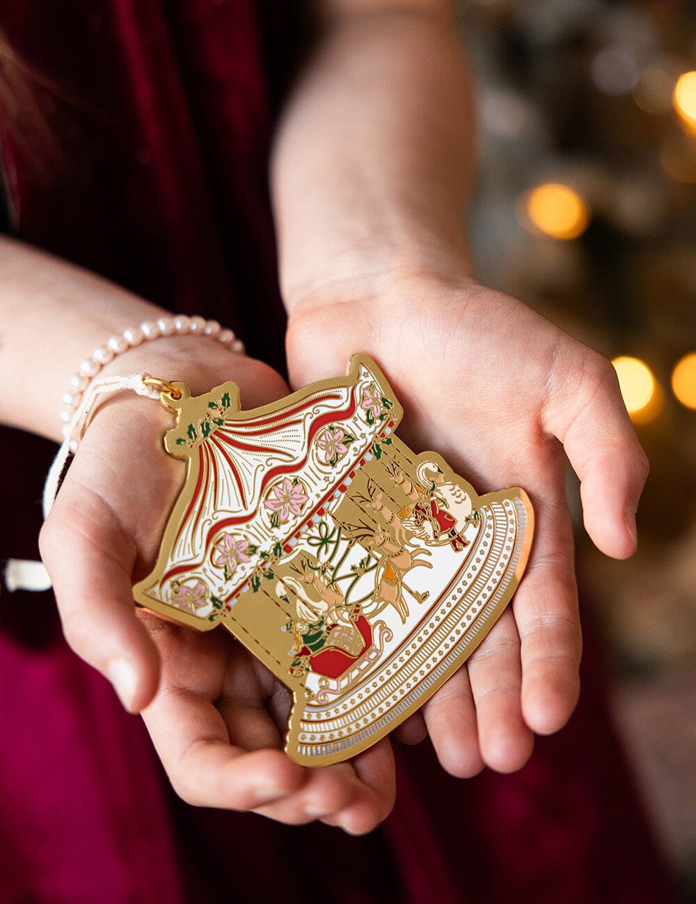 Bespoke Christmas Market Carousel Enamel Ornament