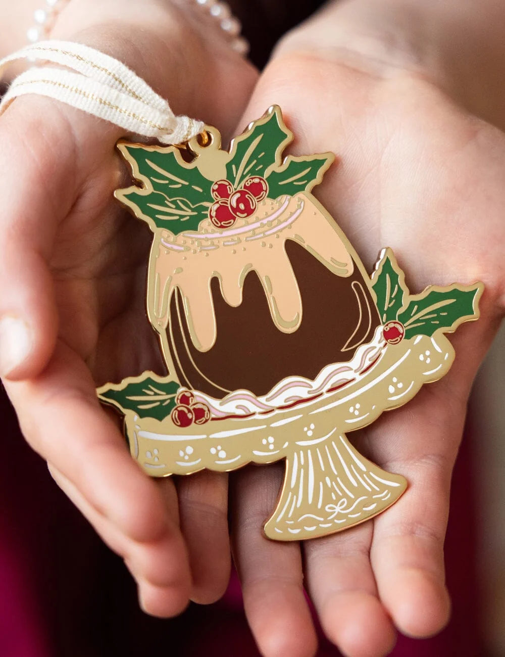 Bespoke Christmas Pudding Enamel Ornament