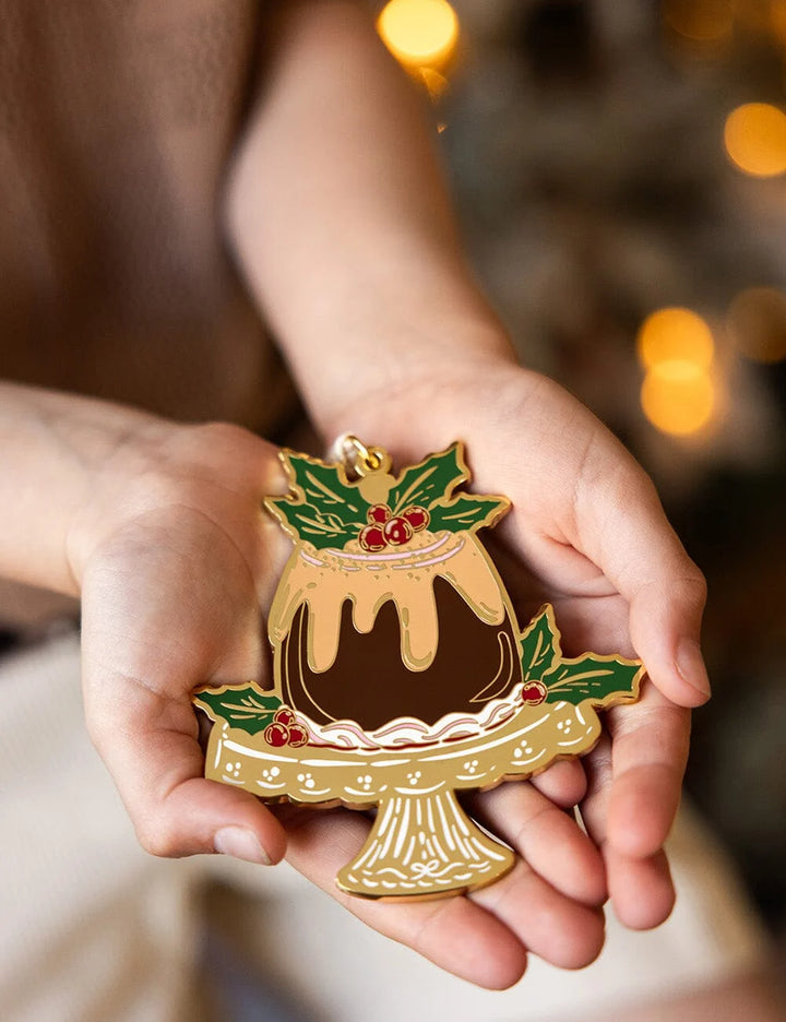 Bespoke Christmas Pudding Enamel Ornament