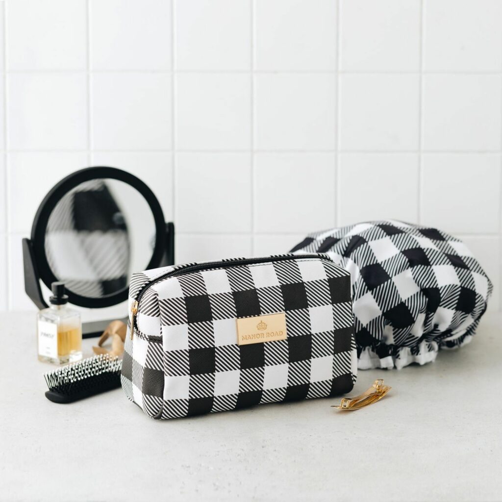 Black Gingham Travel Bag