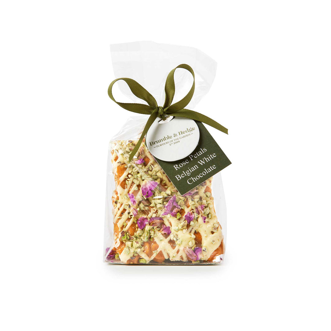 Pistachio, Rose Petal &amp; White Belgian Chocolate Peanut Brittle 200g