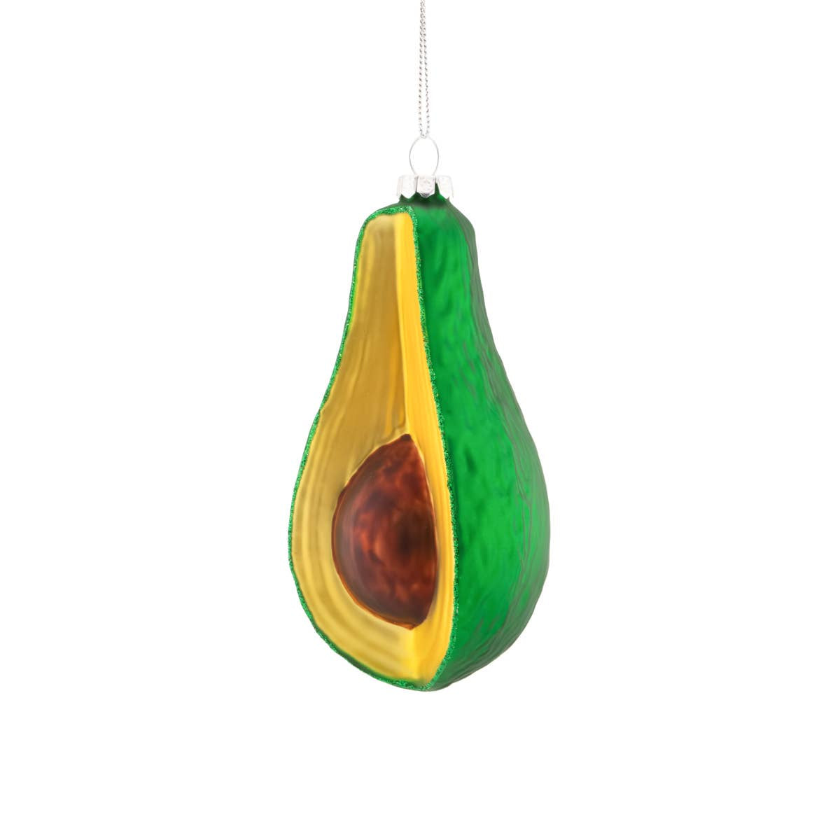 Avocado-shaped ornament on a white background