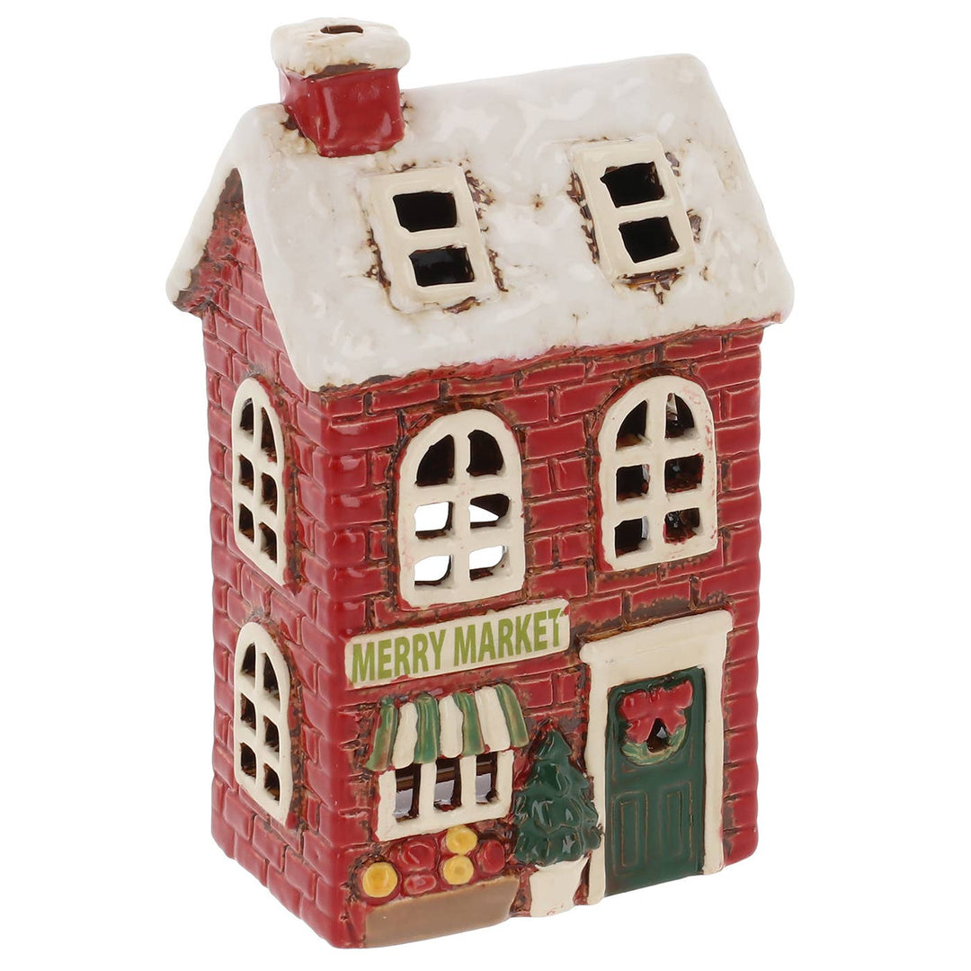 Village Pottery Christmas Merry Market Shop Tealight Holder
