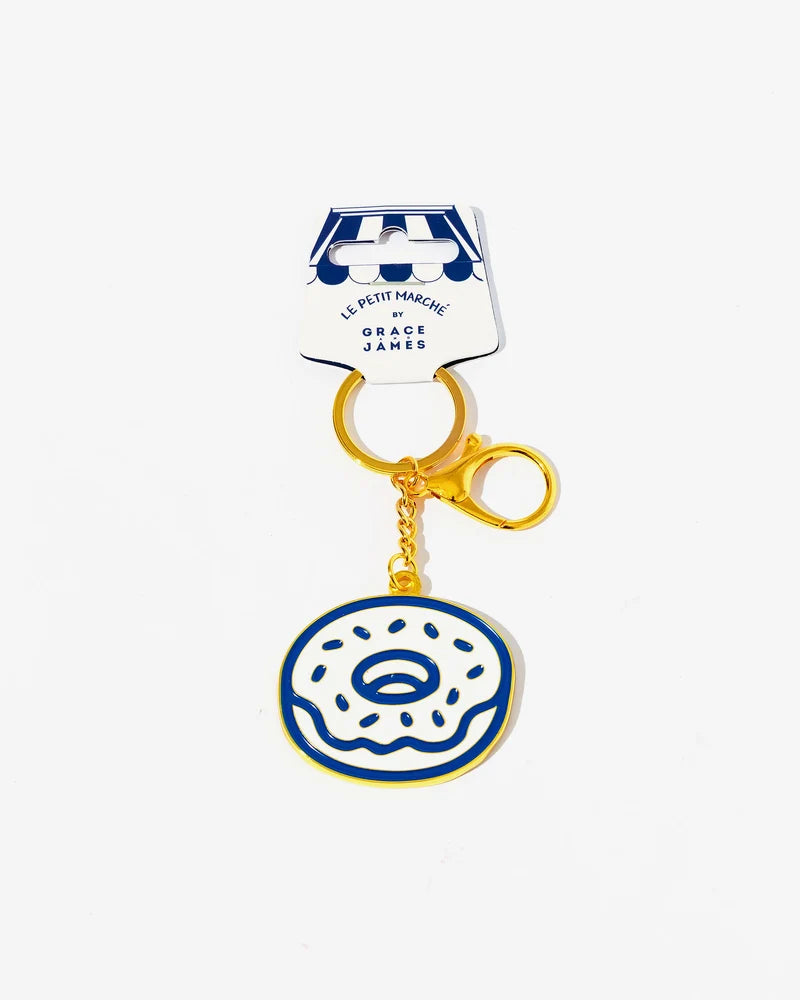 A blue & gold donut keyring