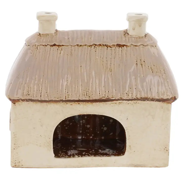 Village Pottery Double Garden Thatch House Tealight Holder
