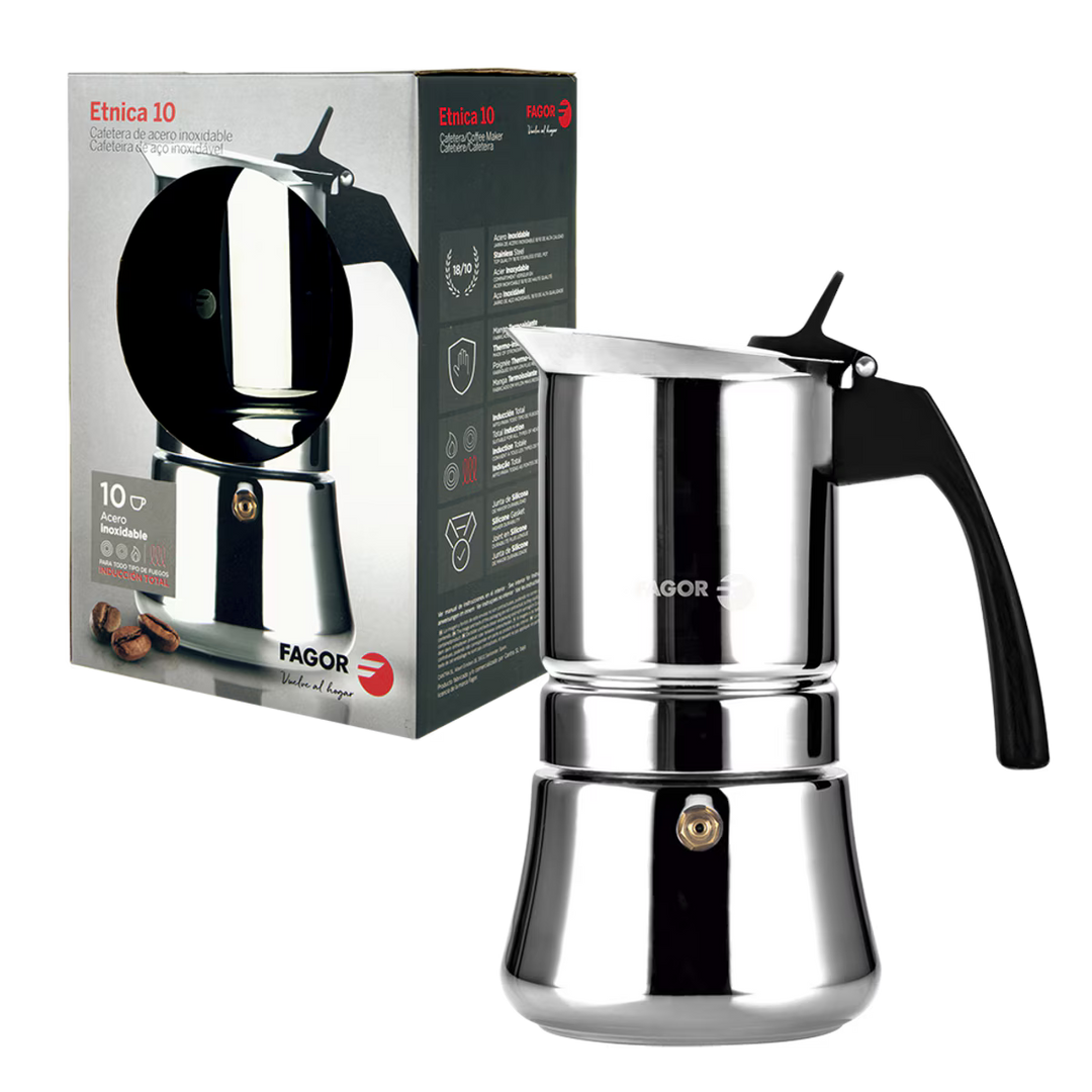 A box and a coffee maker on a white background