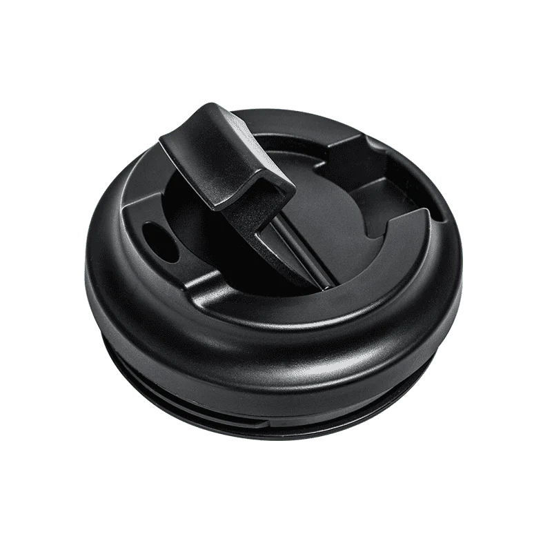 Black coffee cup lid on a white background