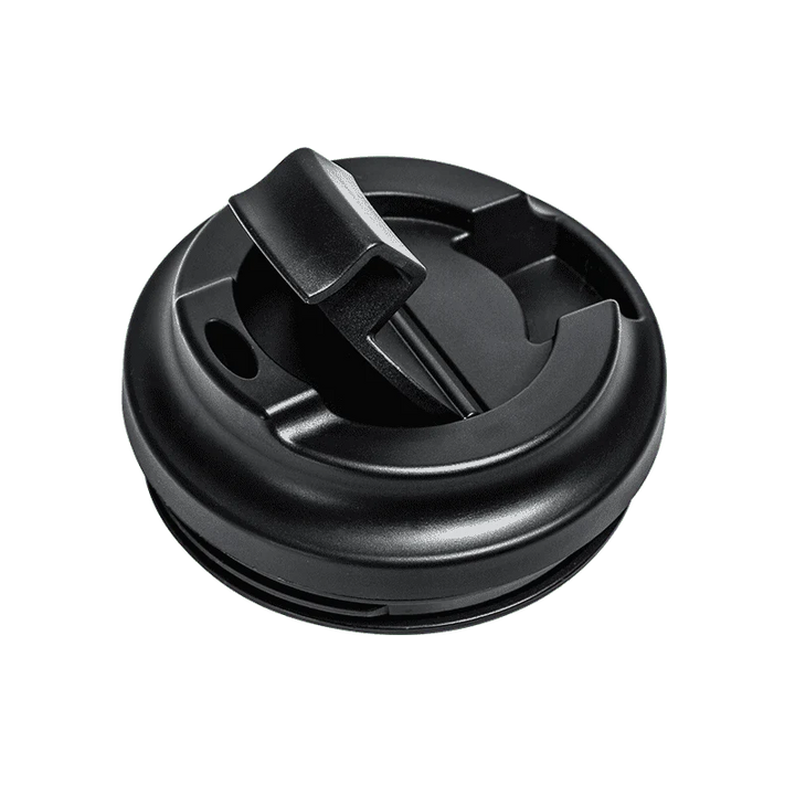 Black coffee cup lid on a white background