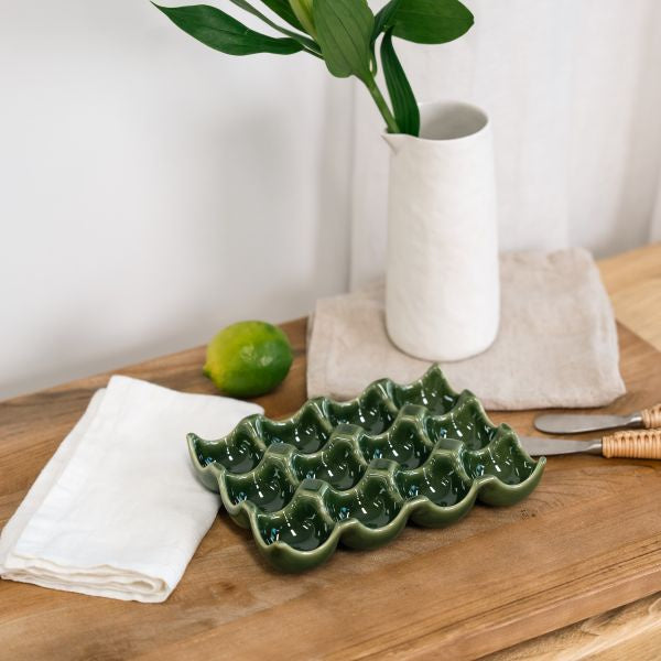 Green Ceramic Egg Tray