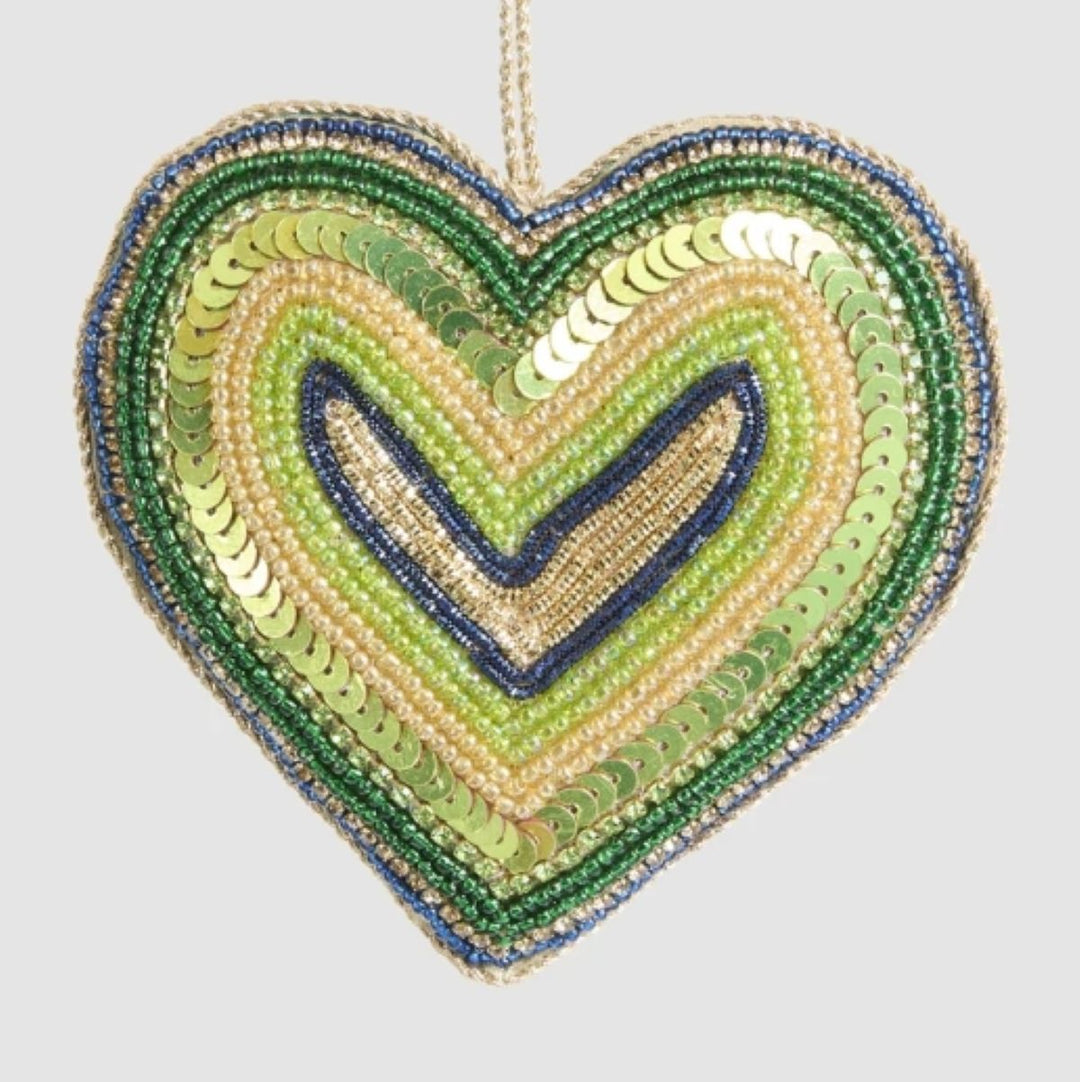 Green Sequin Heart Ornament