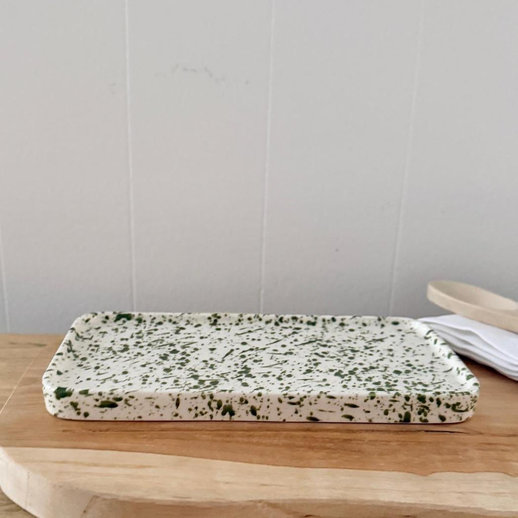 Green Splatter Ceramic Tray