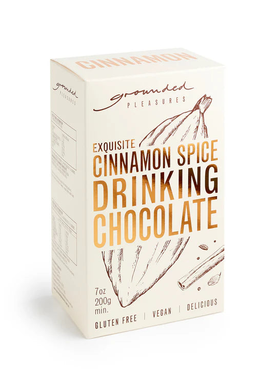 Box of cinnamon spice drinking chocolate on a white background